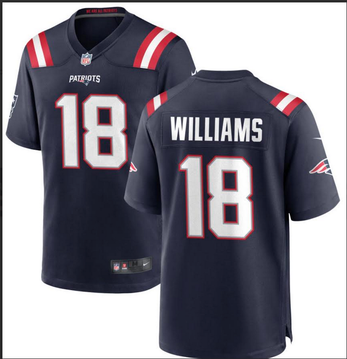 Men New England Patriots #18 Williams blue Nike NFL 2025 jersey